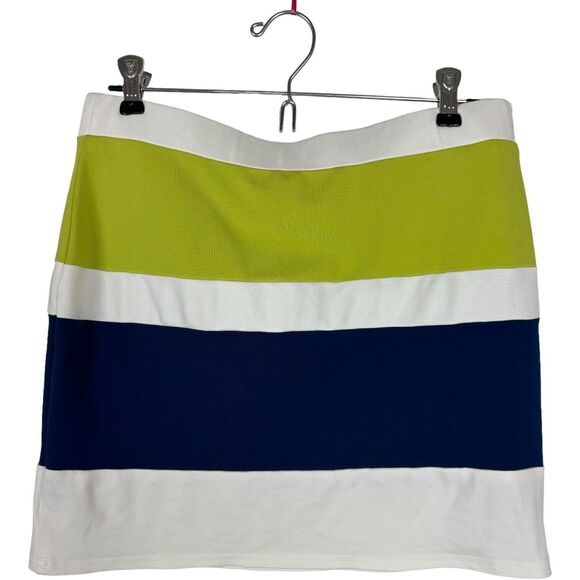 English Factory Green Blue White Striped Mini Skirt Women's Size Large - Picture 1 of 7